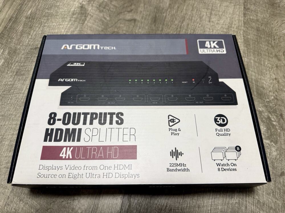 Argom Tech 1x8 HDMI Splitter 4K Ultra HD Plug & Play Powered ARG-AV-5118